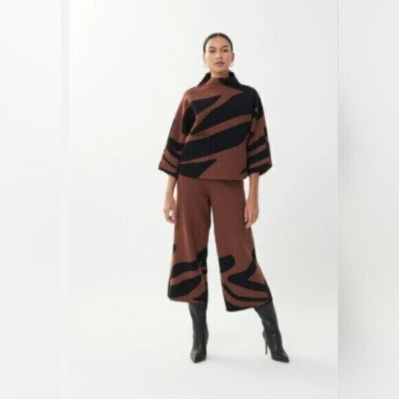 Joseph Ribkoff Animal Print Wide Leg High Waist Knit Pant Size Small - Picture 10 of 10